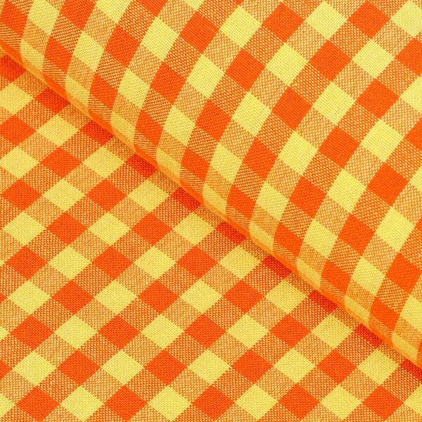 Biante Bavlněný závěs Olivia OL-006 Oranžovo-žlutá kostka malá 140x140 cm