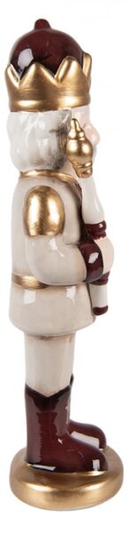 Vánoční dekorace keramická figurka Louskáček s korunou béžovo-červený Moer – 9x7x26 cm