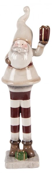 Vánoční dekorace keramická postavička Santa Claus béžovo-červená L Moer – 9x8x30 cm