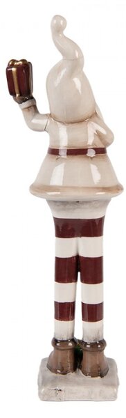 Vánoční dekorace keramická postavička Santa Claus béžovo-červená L Moer – 9x8x30 cm