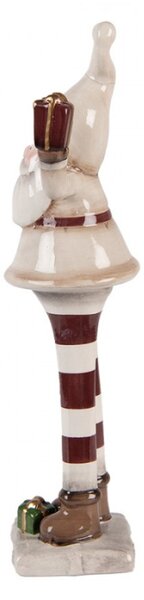 Vánoční dekorace keramická postavička Santa Claus béžovo-červená L Moer – 9x8x30 cm