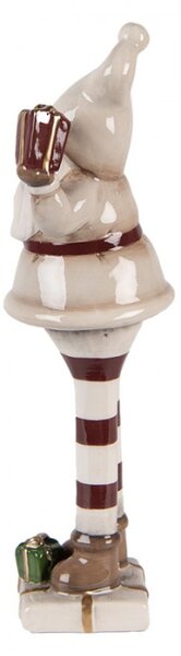 Vánoční dekorace keramická postavička Santa Claus béžovo-červená M Moer – 8x7x23 cm