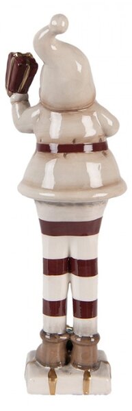 Vánoční dekorace keramická postavička Santa Claus béžovo-červená M Moer – 8x7x23 cm