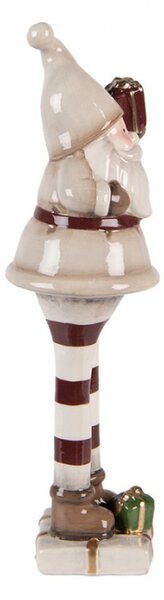Vánoční dekorace keramická postavička Santa Claus béžovo-červená M Moer – 8x7x23 cm