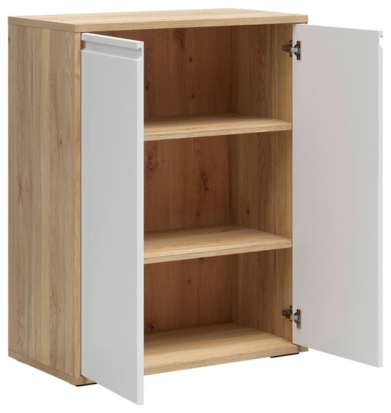 KOMODA, bílá, barvy dubu, 80/100/41 cm Carryhome - Široké komody
