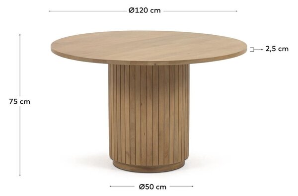 Kulatý jídelní stůl z mangového dřeva v přírodní barvě ø 120 cm Licia – Kave Home