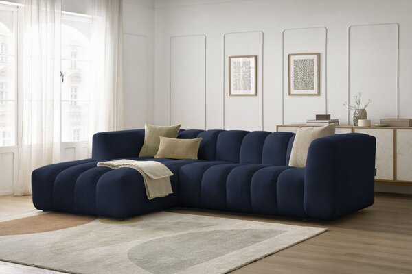 -25 % Dny MOMENTI– Bobochic Paris Tmavě modrá rohová pohovka Talia 288 cm, levá