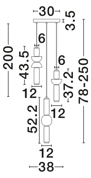 Nova Luce Kouřově šedé skleněné závěsné LED světlo Ulon 38 cm