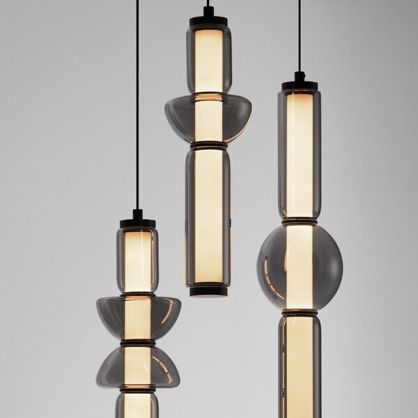 Nova Luce Kouřově šedé skleněné závěsné LED světlo Ulon 38 cm