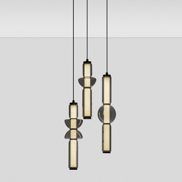 Nova Luce Kouřově šedé skleněné závěsné LED světlo Ulon 38 cm