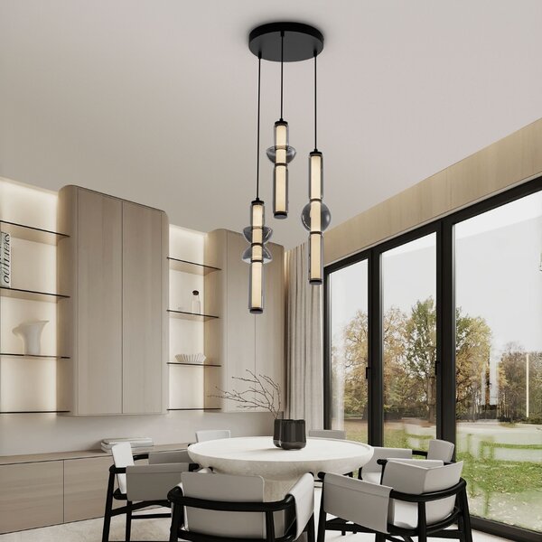 Nova Luce Kouřově šedé skleněné závěsné LED světlo Ulon 38 cm