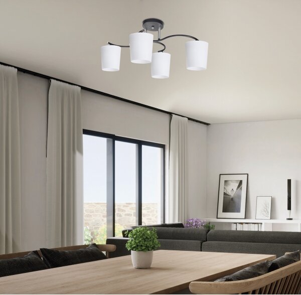 Lustr na tyči ESNYR 4xE27/40W/230V černá/bílá