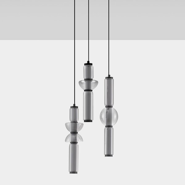 Nova Luce Kouřově šedé skleněné závěsné LED světlo Ulon 38 cm