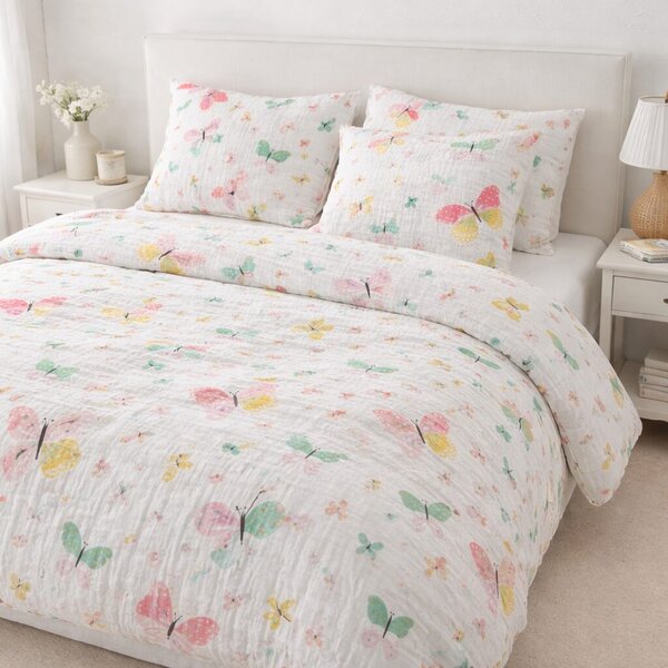 Mušelínové povlečení Butterfly Color 200x140cm+90x70cm TiaHome