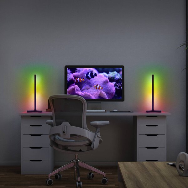 OSRAM SMART+ WiFi stolní lampa CORNER MAGIC, černá 43 cm RGB, Černá, Obývací pokoj / jídelna, Hliník, Moderní