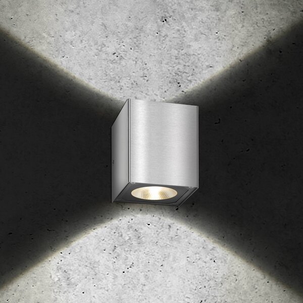 LCD LED venkovní nástěnné svítidlo 5026, nerezová ocel, 11 cm, IP54, nahoru/dolů, Hliník / šedá / zinek, Nerezová ocel, Moderní, Nástěnné svítidlo / světlem dolů