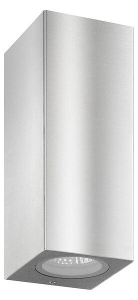 LCD Venkovní nástěnné svítidlo 5051, nerezová ocel, 17 cm, IP54, nahoru/dolů, GU10, stmívatelný, Hliník / šedá / zinek, Nerezová ocel, Moderní, Nástěnné svítidlo / světlem dolů