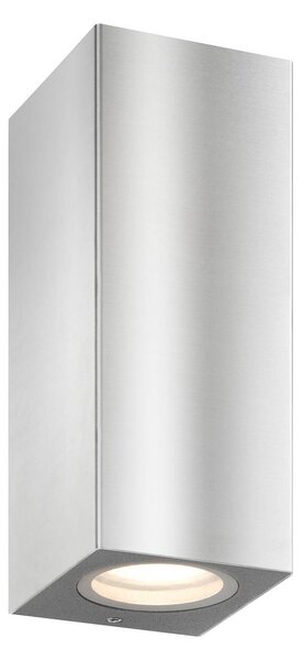 LCD Venkovní nástěnné svítidlo 5051, nerezová ocel, 17 cm, IP54, nahoru/dolů, GU10, stmívatelný, Hliník / šedá / zinek, Nerezová ocel, Moderní, Nástěnné svítidlo / světlem dolů