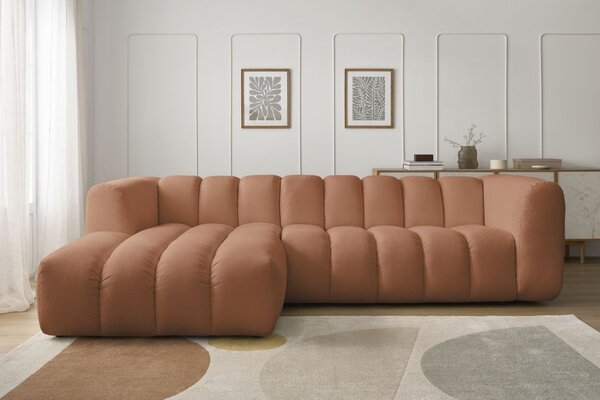 -25 % Dny MOMENTI– Bobochic Paris Terakotově oranžová rohová pohovka Talia 288 cm, levá