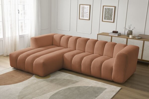 -25 % Dny MOMENTI– Bobochic Paris Terakotově oranžová rohová pohovka Talia 288 cm, levá
