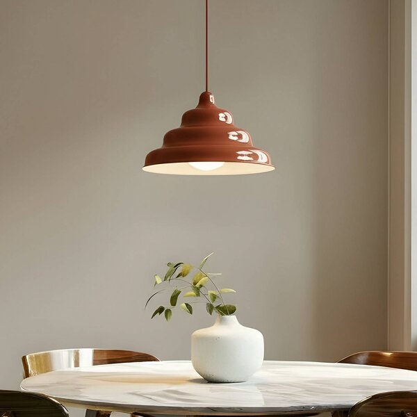 ALDEX Závěsné světlo Fala, červené, Ø 23 cm, sklo, stmívatelný, Červená, Obývací pokoj / jídelna, Design