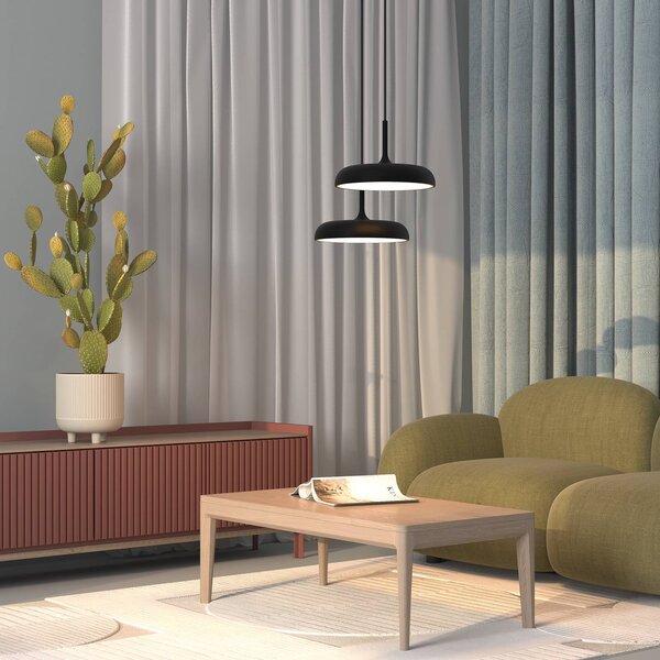 Maytoni LED závěsné světlo Gerhard, Ø 40 cm, černé, kovové, Černá, Obývací pokoj / jídelna, kov, Moderní