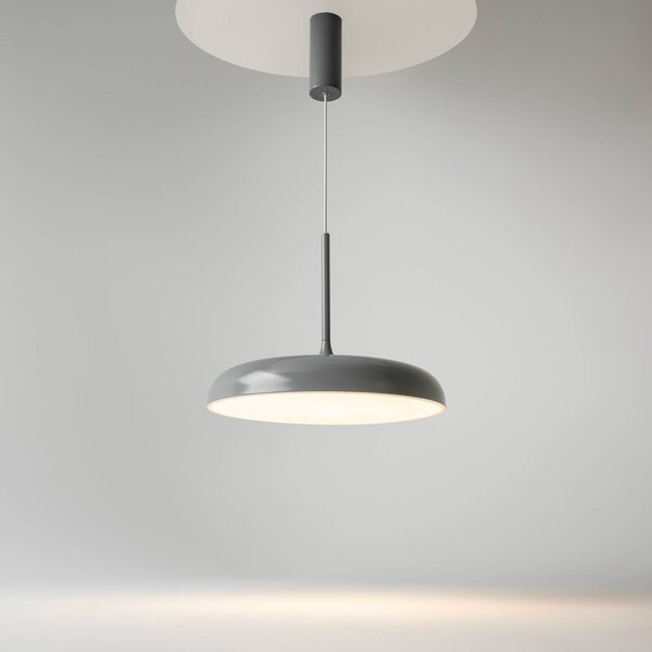 Maytoni LED závěsné světlo Gerhard, Ø 40 cm, šedé, kovové, Hliník / šedá / zinek, Obývací pokoj / jídelna, kov, Moderní