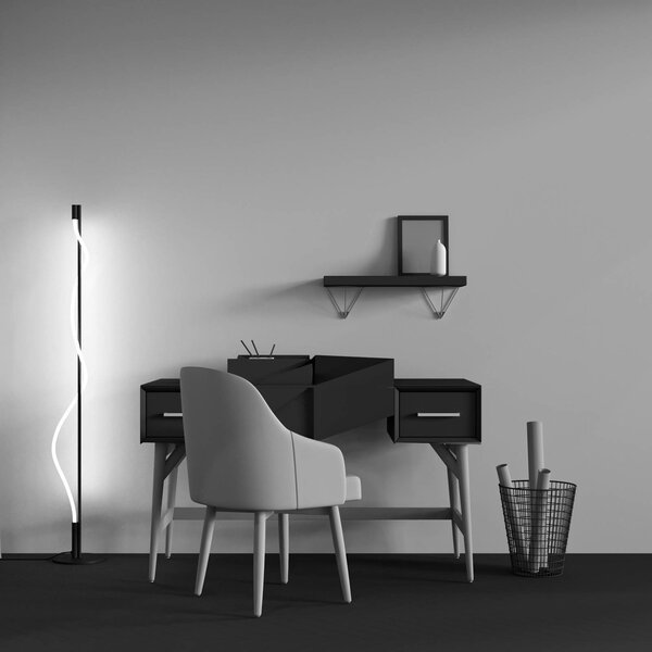 Maytoni LED stojací lampa Tau, černá, hliník, výška 150 cm, Černá, Obývací pokoj / jídelna, Hliník, Moderní