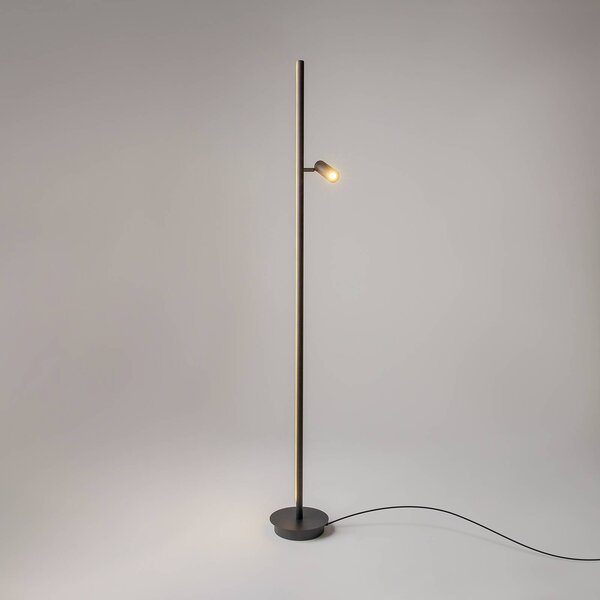 Maytoni LED stojací lampa Thin, černá, hliník, výška 155 cm, stmívatelné, stmívatelný, Černá, Obývací pokoj / jídelna, Hliník, Moderní