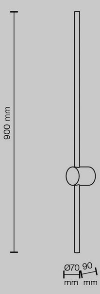 Maytoni LED nástěnné světlo Light stick, černé, výška 90 cm, Černá, Obývací pokoj / jídelna, Hliník, Moderní