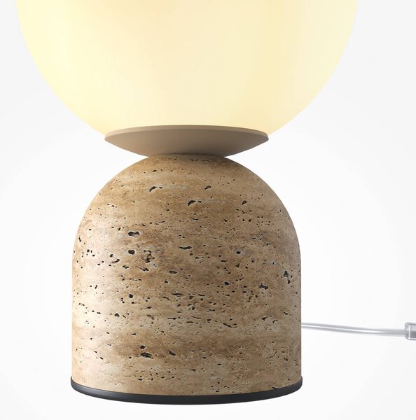 Maytoni Stolní lampa Tavo, béžová, kámen/sklo, výška 25 cm, Krémová / jantar, Ložnice, Sklo, Moderní