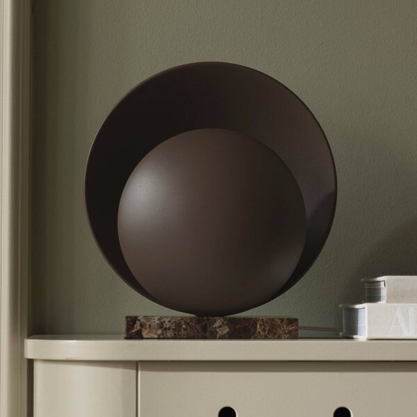 Globen Lighting stolní lampa ORBIT, hnědá, výška 32 cm, mramorová podstava, Hnědá / rez, Obývací pokoj / jídelna, kov, Design