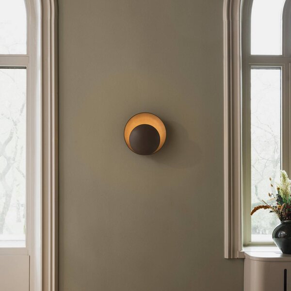 Globen Lighting Nástěnné světlo ORBIT, hnědé, Ø 30 cm, zástrčka, Hnědá / rez, Obývací pokoj / jídelna, kov, Design
