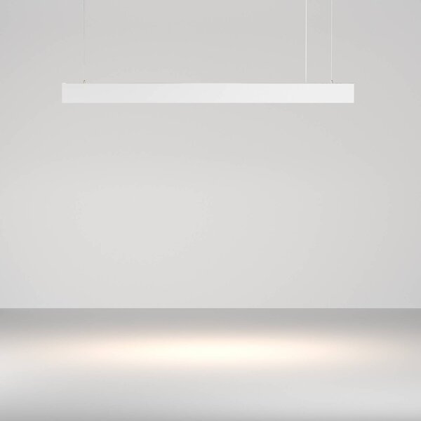 Maytoni LED závěsné světlo Basis, bílé, délka 112,5 cm, stmívatelný, Bílá / opál, Obývací pokoj / jídelna, Hliník, Moderní