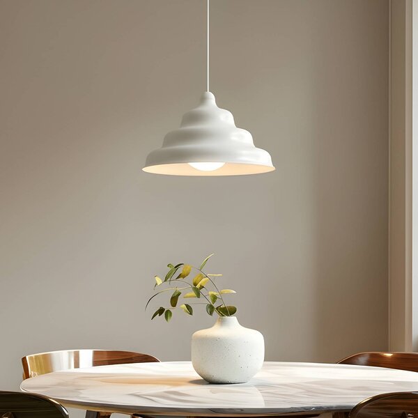 ALDEX Závěsné světlo Fala, bílé, Ø 23 cm, sklo, stmívatelný, Bílá / opál, Obývací pokoj / jídelna, Design