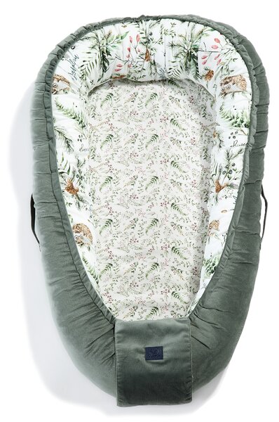 Luxusní hnízdečko pro miminko La Millou Velvet collection Khaki & Forest