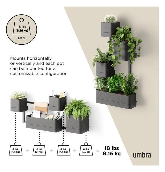 Závěsné plastové květináče na bylinky v sadě 4 ks Cubiko – Umbra