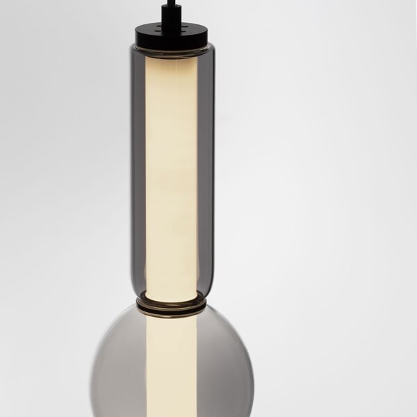 Nova Luce Kouřově šedé skleněné závěsné LED světlo Ulon 12 cm