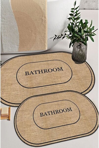 Černo-hnědé koupelnové předložky v sadě 2 ks 60x90 cm Jute Look – Mila Home
