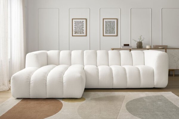 -25 % Dny MOMENTI– Bobochic Paris Bílá rohová pohovka Talia 288 cm, levá