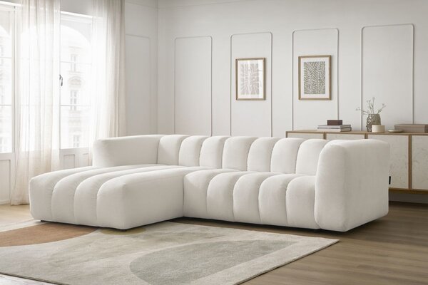 -25 % Dny MOMENTI– Bobochic Paris Bílá rohová pohovka Talia 288 cm, levá