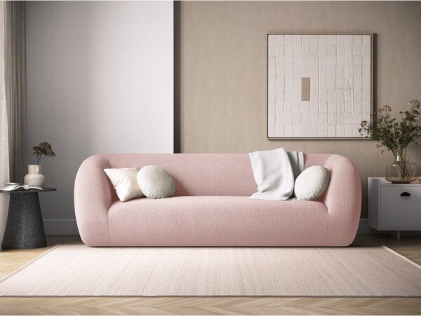 Světle růžová pohovka z textilie bouclé 230 cm Essen – Cosmopolitan Design