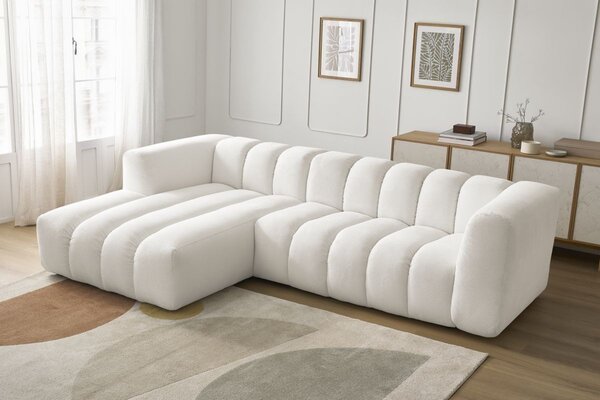 -25 % Dny MOMENTI– Bobochic Paris Bílá rohová pohovka Talia 288 cm, levá