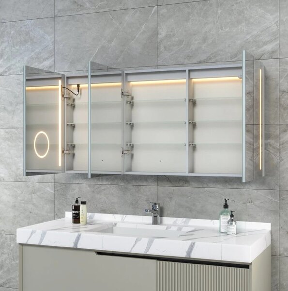 Luxusní galerka ELISA 140x70 cm, hodiny, el. zásuvka, kosmetické zrcátko a LED osvětlení