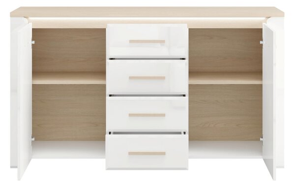 KOMODA, bílá, dub bianco, 154/88/40 cm Carryhome - Široké komody