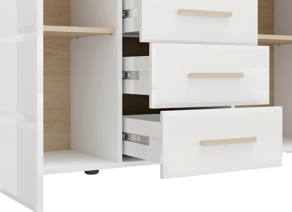KOMODA, bílá, dub bianco, 154/88/40 cm Carryhome - Široké komody