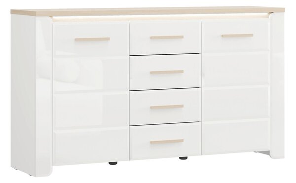 KOMODA, bílá, dub bianco, 154/88/40 cm Carryhome - Široké komody