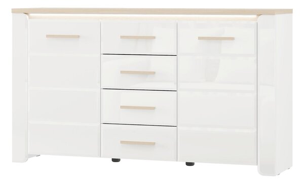 KOMODA, bílá, dub bianco, 154/88/40 cm Carryhome - Široké komody