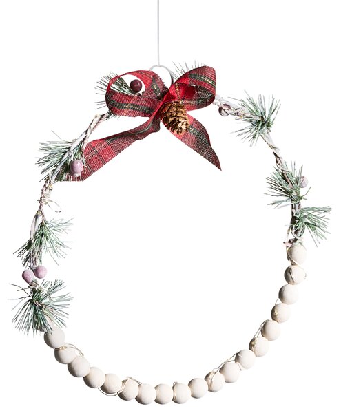 Sada 3 závěsných dekorací LED KEITELE Věnec 25/30/35 cm Bílá