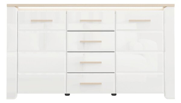 KOMODA, bílá, dub bianco, 154/88/40 cm Carryhome - Široké komody